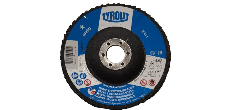 TYROLIT - TN. 3431.8361 - BASIC 1 STAR - FLAP DISC 4" - GRIT 60 FOR 2 IN 1